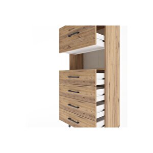 Arges Dolap Tek Raflı 5 Çekmeceli 60x30x134 Çam-çam