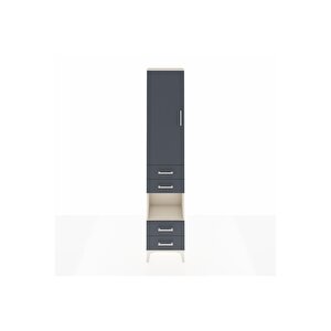 Arges Dolap 3 Raflı 4 Çekmeceli Tek Askılı 44x30x221 Aytaşı-antrasit