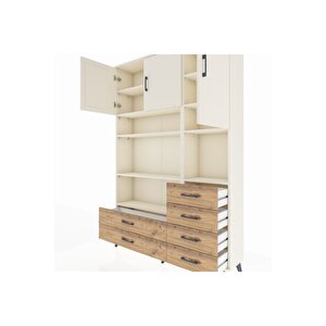 Arges Dolap 9 Raflı 6 Çekmeceli 3 Kapaklı 132x30x195 Aytaşı-aytaşı/çam
