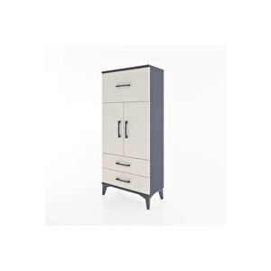 Hyperion Dolap 2 Raflı 3 Çekmeceli 2 Kapaklı 60x44x134 Antrasit-aytaşı