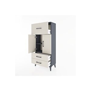 Hyperion Dolap 2 Raflı 3 Çekmeceli 2 Kapaklı 60x44x134 Antrasit-aytaşı