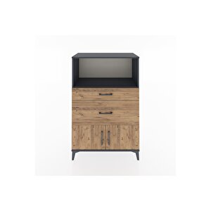 Hyperion Dolap Tek Raflı 2 Çekmeceli 2 Kapaklı 88x44x134 Antrasit-çam