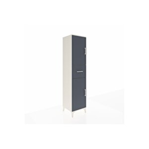 Hyperion Dolap 3 Raflı Tek Çekmeceli 2 Kapaklı 44x44x195 Aytaşı-antrasit