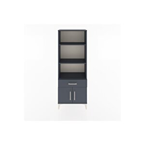 Arges Dolap 3 Raflı Tek Çekmeceli 2 Kapaklı 60x30x163 Antrasit-antrasit