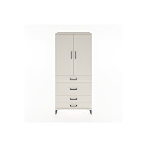 Hyperion Dolap Tek Raflı 4 Çekmeceli Tek Askılı 88x44x195 Aytaşı-aytaşı