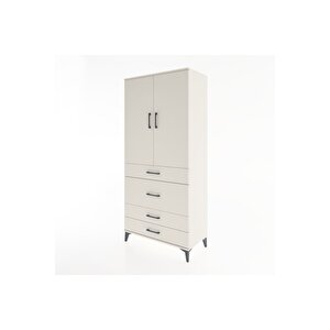 Hyperion Dolap Tek Raflı 4 Çekmeceli Tek Askılı 88x44x195 Aytaşı-aytaşı