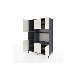 Kronos Dolap 9 Raflı 6 Kapaklı 132x59x195 Antrasit-aytaşı/antrasit