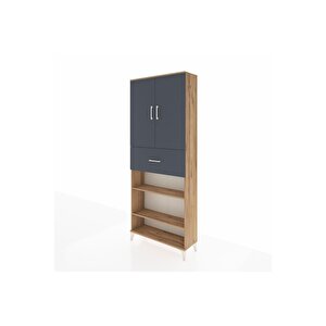 Arges Dolap 5 Raflı Tek Çekmeceli 2 Kapaklı 88x30x221 Çam-antrasit