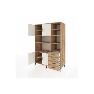 Kronos Dolap 9 Raflı 4 Çekmeceli 4 Kapaklı 132x59x195 Çam-aytaşı/çam