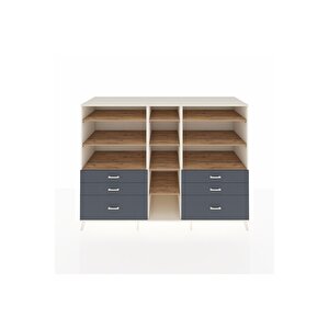 Kronos Dolap 10 Raflı 6 Çekmeceli  220x59x163 Aytaşı-çam/antrasit