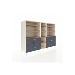 Kronos Dolap 10 Raflı 6 Çekmeceli  220x59x163 Aytaşı-çam/antrasit