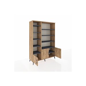 Hyperion Dolap 10 Raflı 3 Kapaklı 132x44x195 Çam-çam/antrasit