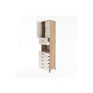 Hyperion Dolap 3 Raflı 6 Çekmeceli 2 Kapaklı 60x44x243 Çam-aytaşı