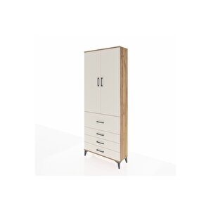 Arges Dolap 2 Raflı 4 Çekmeceli Tek Askılı 88x30x221 Çam-aytaşı