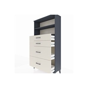 Arges Dolap 2 Raflı 4 Çekmeceli 88x30x163 Antrasit-aytaşı