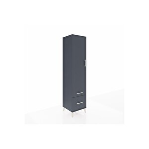 Hyperion Dolap 2 Raflı 2 Çekmeceli Tek Askılı 44x44x195 Antrasit-antrasit
