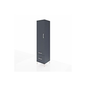 Hyperion Dolap 2 Raflı 2 Çekmeceli Tek Askılı 44x44x195 Antrasit-antrasit