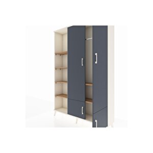 Arges Dolap 6 Raflı 4 Kapaklı Tek Askılı 132x30x195 Aytaşı-antrasit/çam