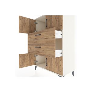 Hyperion Dolap Tek Raflı 2 Çekmeceli 4 Kapaklı 88x44x134 Aytaşı-çam