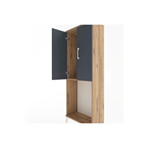 Arges Dolap Tek Raflı 2 Kapaklı Tek Askılı 60x30x163 Çam-antrasit