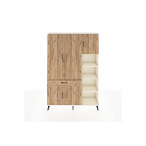 Arges Gardrop 10 Raflı Tek Çekmeceli 5 Kapaklı 132x30x195 Aytaşı-çam