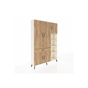 Arges Gardrop 10 Raflı Tek Çekmeceli 5 Kapaklı 132x30x195 Aytaşı-çam