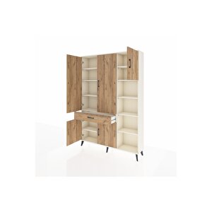 Arges Gardrop 10 Raflı Tek Çekmeceli 5 Kapaklı 132x30x195 Aytaşı-çam