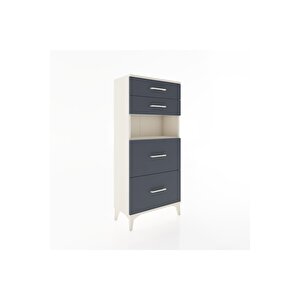 Hyperion Dolap Tek Raflı 4 Çekmeceli 60x44x134 Aytaşı-antrasit
