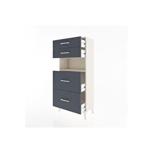 Hyperion Dolap Tek Raflı 4 Çekmeceli 60x44x134 Aytaşı-antrasit