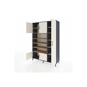 Hyperion Dolap 11 Raflı 5 Kapaklı 132x44x195 Antrasit-aytaşı/çam