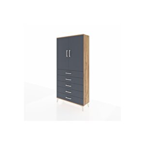 Arges Dolap 3 Raflı 5 Çekmeceli 2 Kapaklı 88x30x182 Çam-antrasit