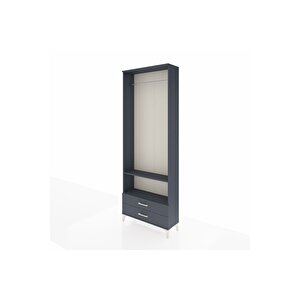 Arges Dolap 2 Raflı 2 Çekmeceli Tek Askılı 88x30x243 Antrasit-antrasit