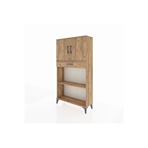Arges Dolap 3 Raflı Tek Çekmeceli 2 Kapaklı 88x30x163 Çam-çam