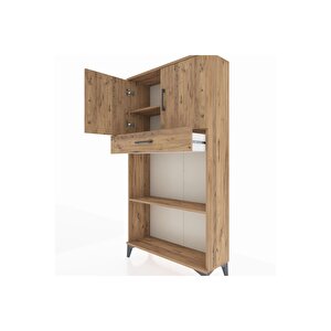 Arges Dolap 3 Raflı Tek Çekmeceli 2 Kapaklı 88x30x163 Çam-çam