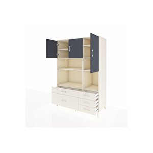 Kronos Dolap 8 Raflı 5 Çekmeceli 3 Kapaklı 132x59x195 Aytaşı-antrasit/aytaşı