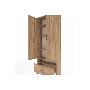 Arges Dolap 5 Raflı Tek Çekmeceli 2 Kapaklı 88x30x221 Çam-çam