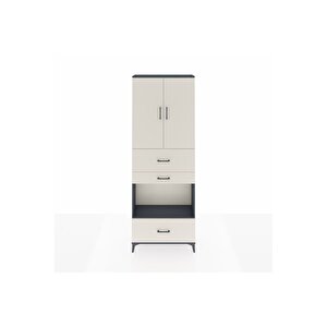 Arges Dolap 4 Raflı 3 Çekmeceli 2 Kapaklı 88x30x243 Antrasit-aytaşı