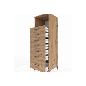 Kronos Dolap Tek Raflı 7 Çekmeceli 60x59x182 Çam-çam