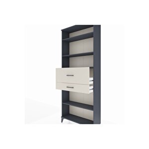 Arges Dolap 4 Raflı 2 Çekmeceli 88x30x221 Antrasit-aytaşı