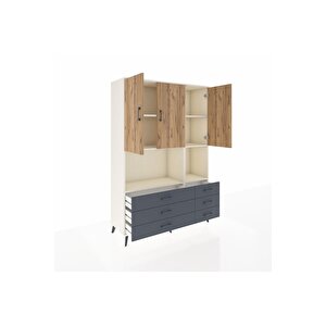 Hyperion Dolap 6 Raflı 6 Çekmeceli 3 Kapaklı 132x44x195 Aytaşı-çam/antrasit