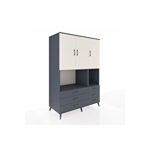 Kronos Dolap 6 Raflı 6 Çekmeceli 3 Kapaklı 132x59x195 Antrasit-aytaşı/antrasit