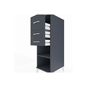 Kronos Dolap Tek Raflı 3 Çekmeceli 44x59x134 Antrasit-antrasit