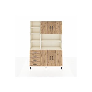 Arges Gardrop 9 Raflı 4 Çekmeceli 4 Kapaklı 132x30x195 Aytaşı-çam