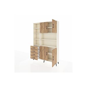 Arges Gardrop 9 Raflı 4 Çekmeceli 4 Kapaklı 132x30x195 Aytaşı-çam