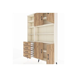 Arges Gardrop 9 Raflı 4 Çekmeceli 4 Kapaklı 132x30x195 Aytaşı-çam