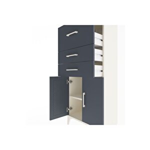 Arges Dolap Tek Raflı 3 Çekmeceli 2 Kapaklı 60x30x134 Aytaşı-antrasit