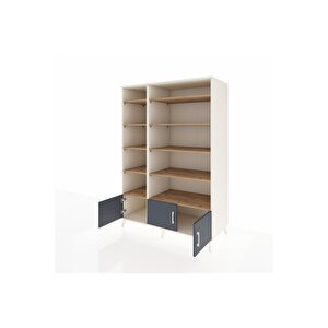 Kronos Dolap 10 Raflı 3 Kapaklı 132x59x195 Aytaşı-antrasit/çam