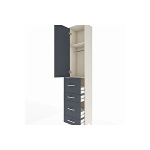 Arges Dolap 2 Raflı 4 Çekmeceli Tek Askılı 44x30x221 Aytaşı-antrasit