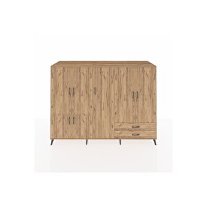 Kronos Dolap 12 Raflı 2 Çekmeceli 7 Kapaklı 220x59x163 Çam-çam