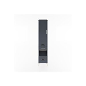 Hyperion Dolap 3 Raflı 3 Çekmeceli Tek Askılı 44x44x221 Antrasit-antrasit
